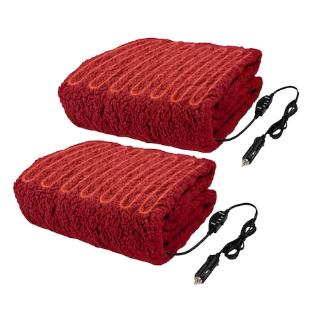 12V Heated Car Blanket 2-Pack, Red, 2PK